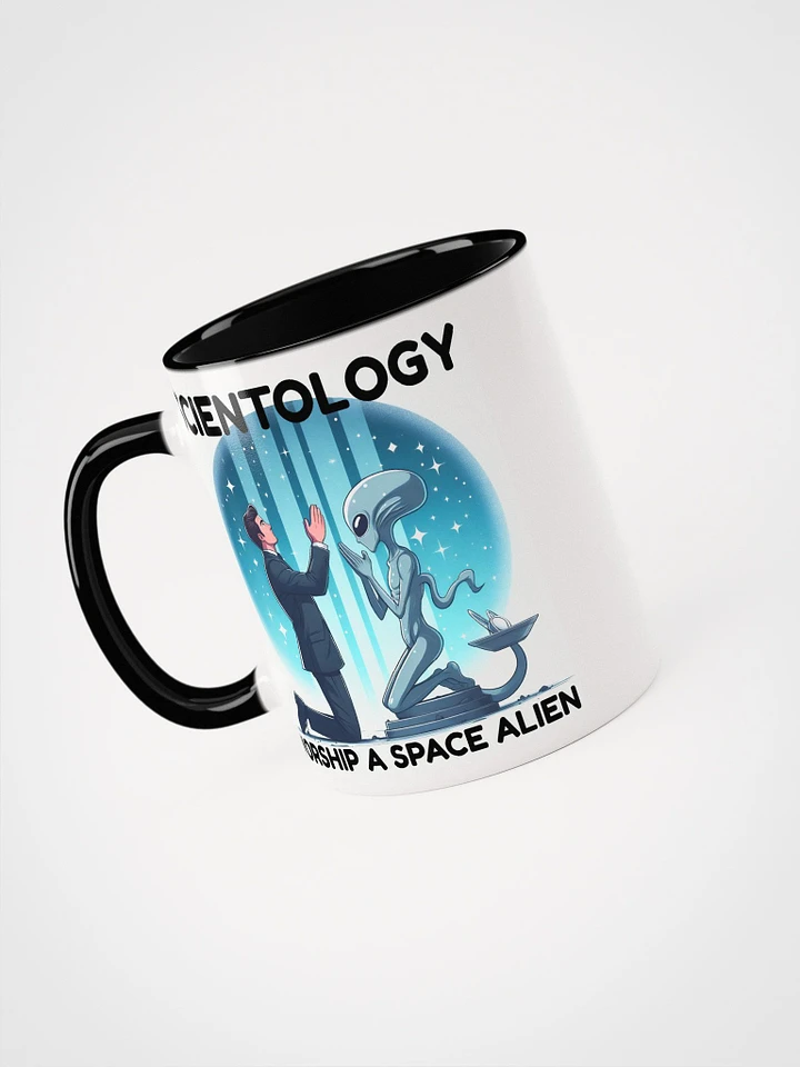 Scientology Worship A Space Alien Mug With Colored Handle product image (1)