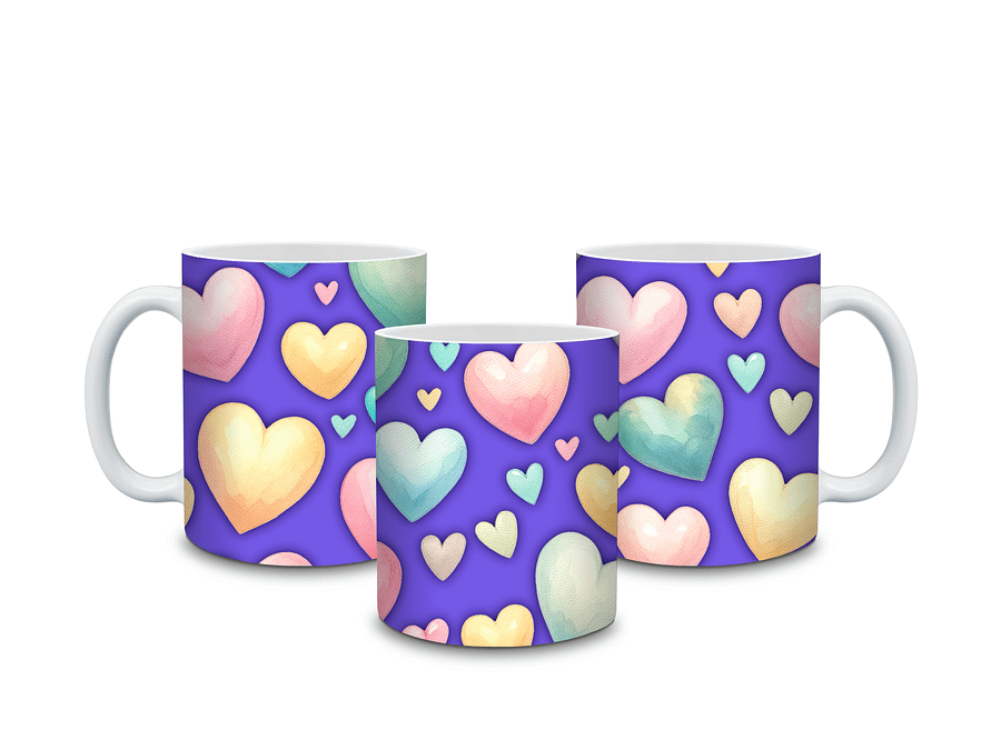 (Purple) Colorful Hearts 11oz Coffee Mug – Cute and Romantic Love-Themed Ceramic Cup – Perfect for Valentine's Day, Anniversaries, or Daily Use product image (4)