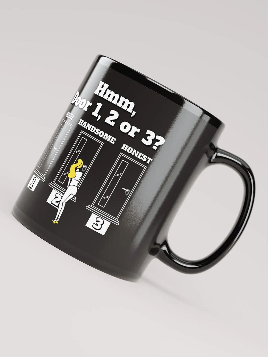 Hmm, Door 1, 2, 3? Funny Humorous Black Mug product image (8)