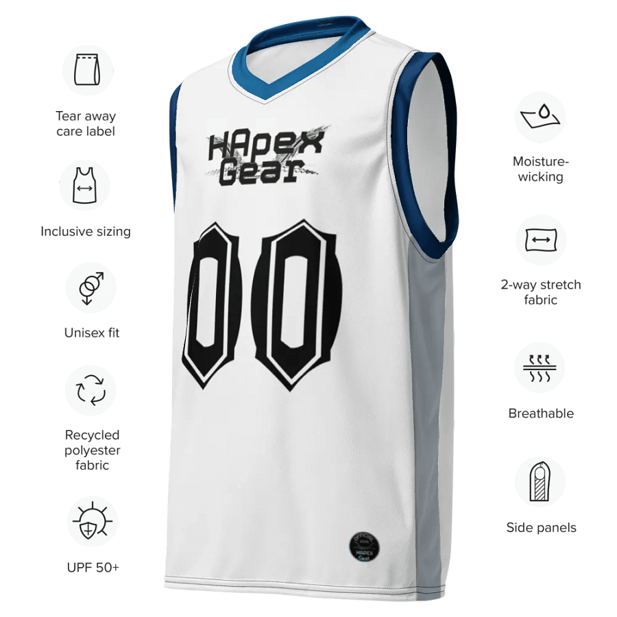 Cuban - White - Recycled Unisex Basketball Jersey - Black HApex Gear Black Logo product image (7)