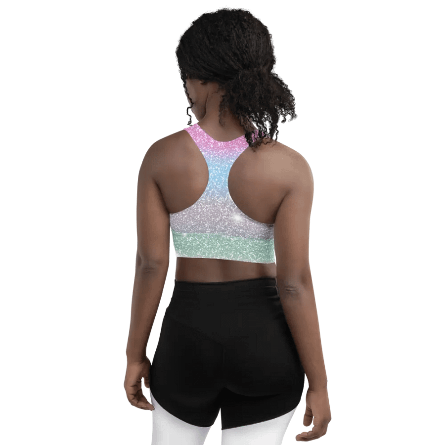 Glitter Unicorn Texture Design Longline Sports Bra - 5 product image (5)
