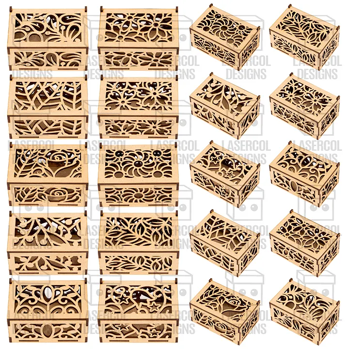 Boxes Bundle Set 1 & 2 (2 Sizes, 10 Styles Each) - Laser Cut Files product image (2)