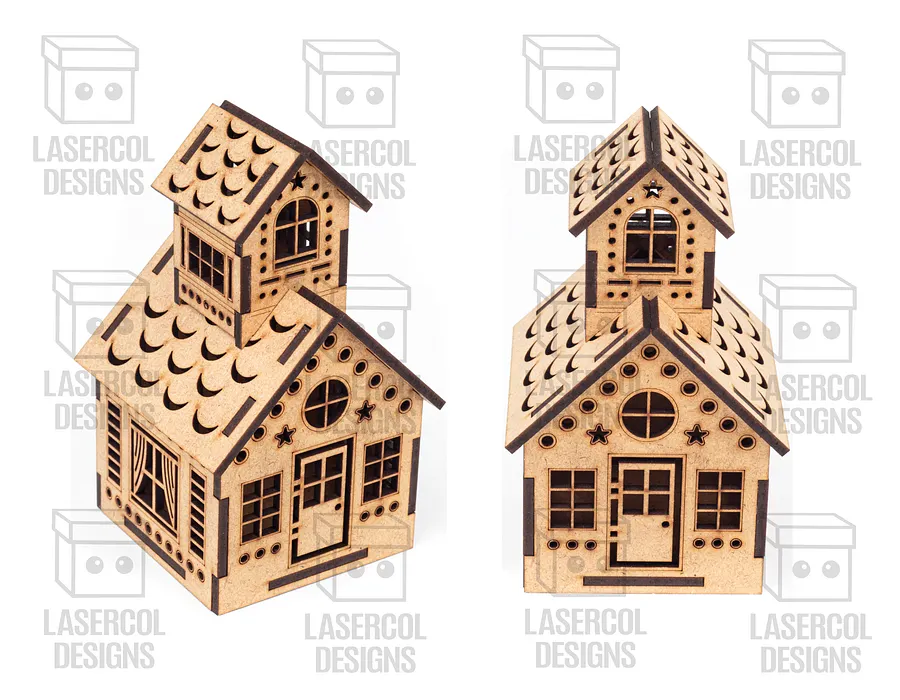 Christmas Houses Set 1 (5 Styles) - Laser Cut Files product image (4)