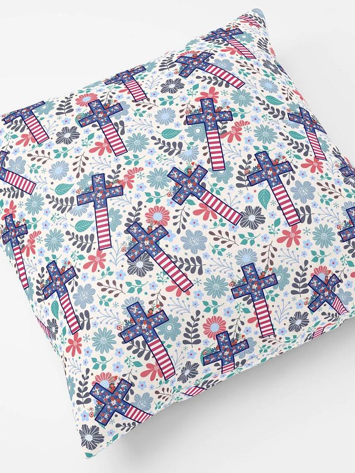 Floral Patriotic Cross Patterned Throw Pillow product image (2)