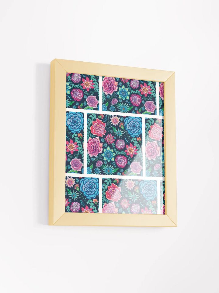 Bold Blooms Grid on Dark Blue by Monique Faella Designs™ | Framed Coastal Wall Art | Museum-Quality Print product image (2)