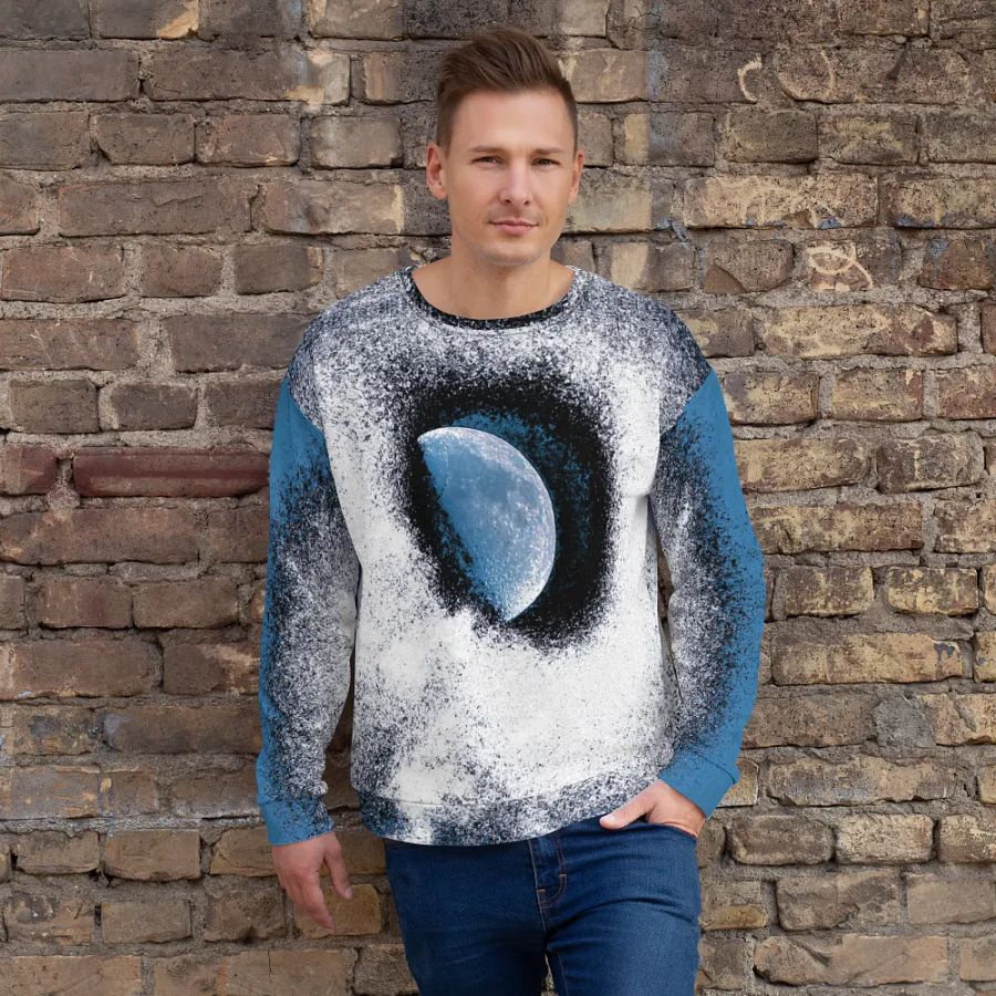 Abstract Darker Coloured Disintegrating Moon Unisex Sweatshirt product image (1)