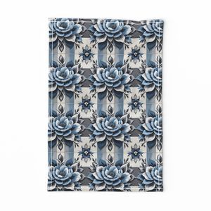 Seamless Pattern - Painted Floral Tile Pattern 2 in Blues, Grays and White product image (11)