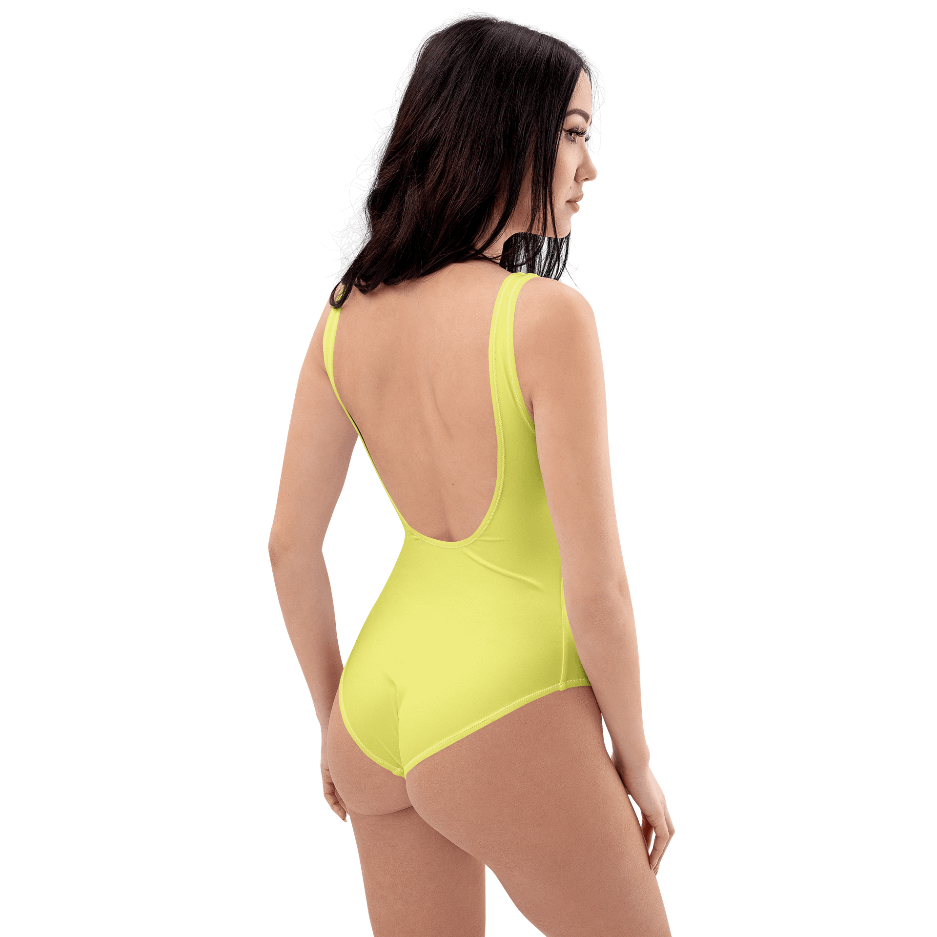 Malibu Sunrise Yellow Solid Color Retro Inspired Women's One Piece Swimsuit product image (8)