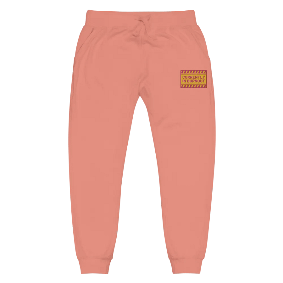CURRENTLY IN BURNOUT (morning design) embroidered fleece joggers product image (6)
