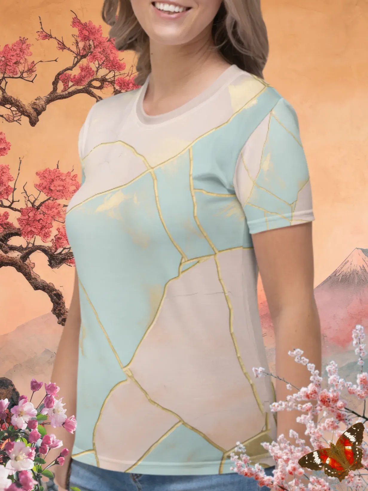Pastel Bliss Kintsugi Print T-Shirt product image (2)