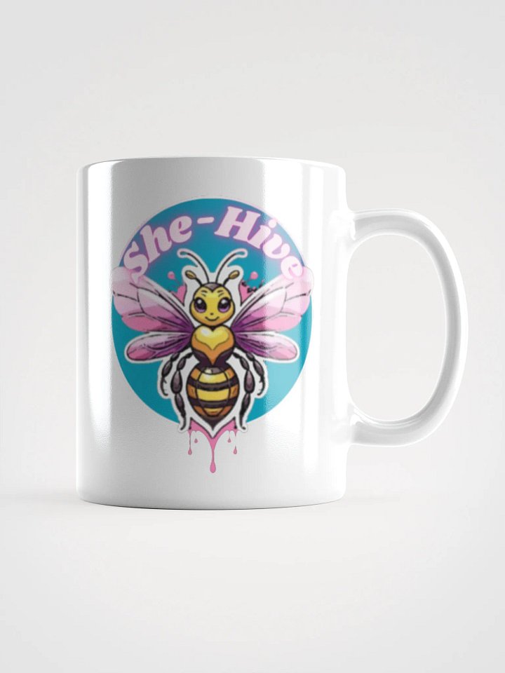 She-Hive Bee Buzz White Glossy Mug product image (1)