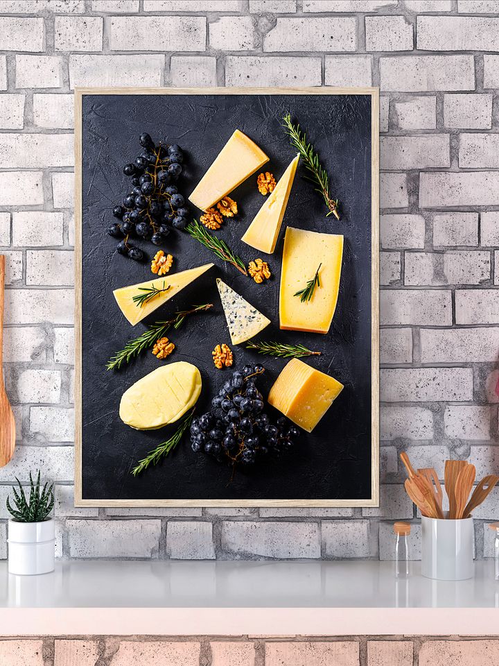Cheese walnuts and grapes (Italian/Spanish cuisine) — Food kitchen poster/blackboard product image (1)