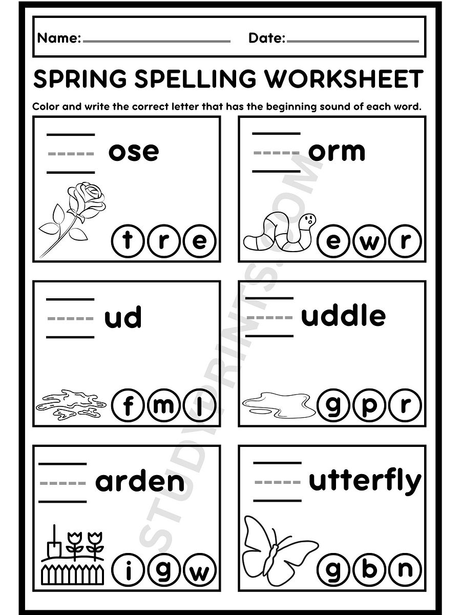 Spring spelling word practice for Kindergarten PDF product image (2)