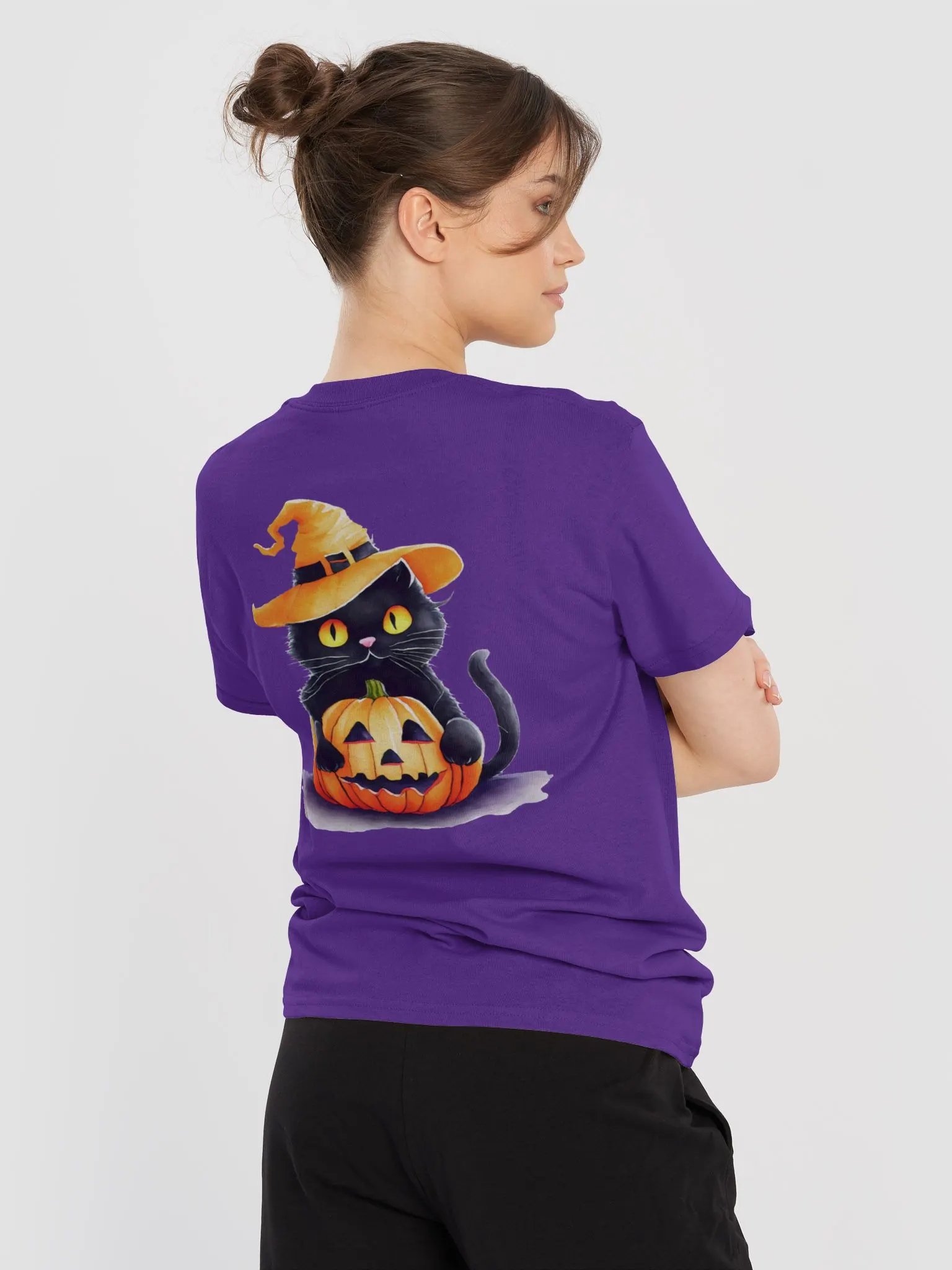 Black Cat in Pumpkin Costume for Halloween Decoration product image (6)