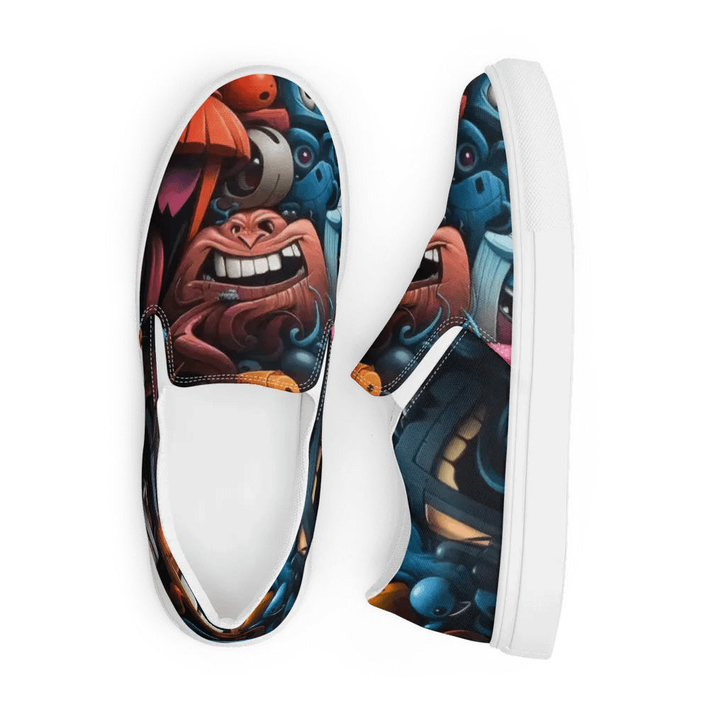 Whimsical Cartoon Chaos Slip-Ons product image (5)