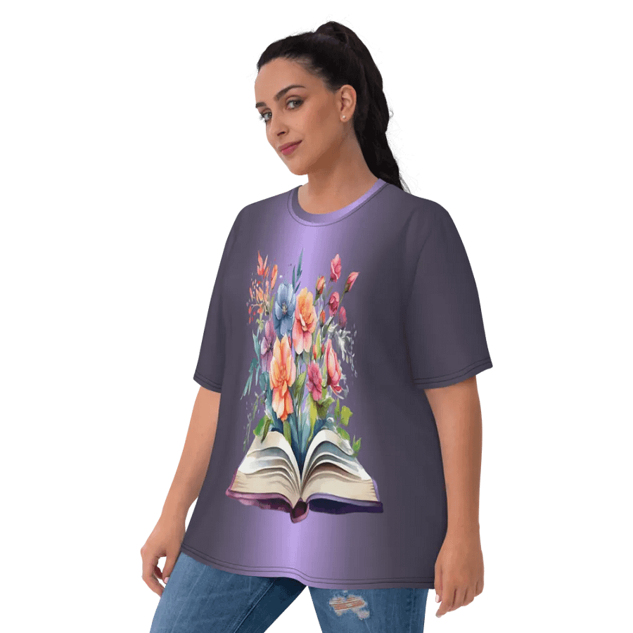 Floral Book All Over Print T-shirt product image (3)