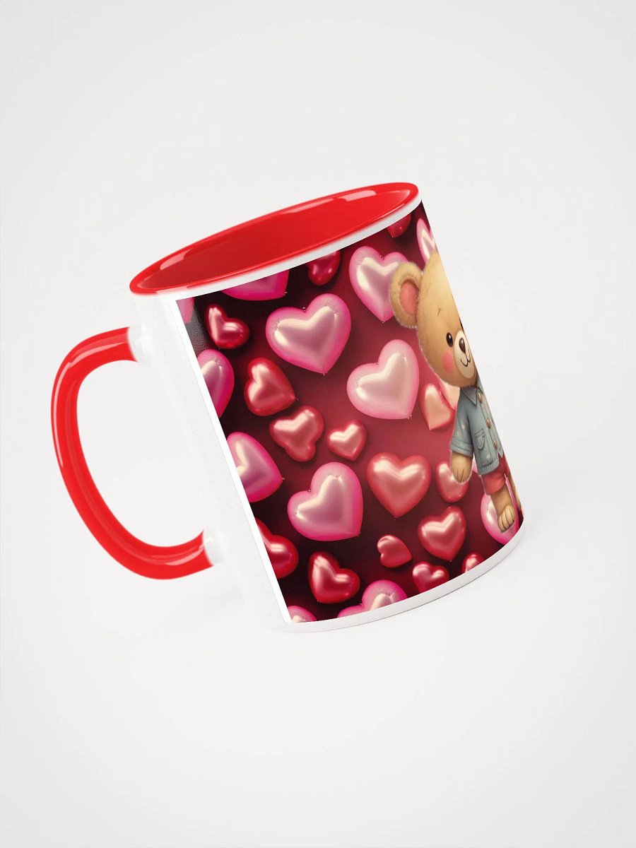Valentine bear, red, pink balloons background mug product image (6)
