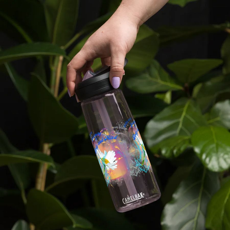 Camelback water bottle Camelback water bottle with beautiful swirly blue water drops  featuring ' This water gives Harmony in Body and Mind