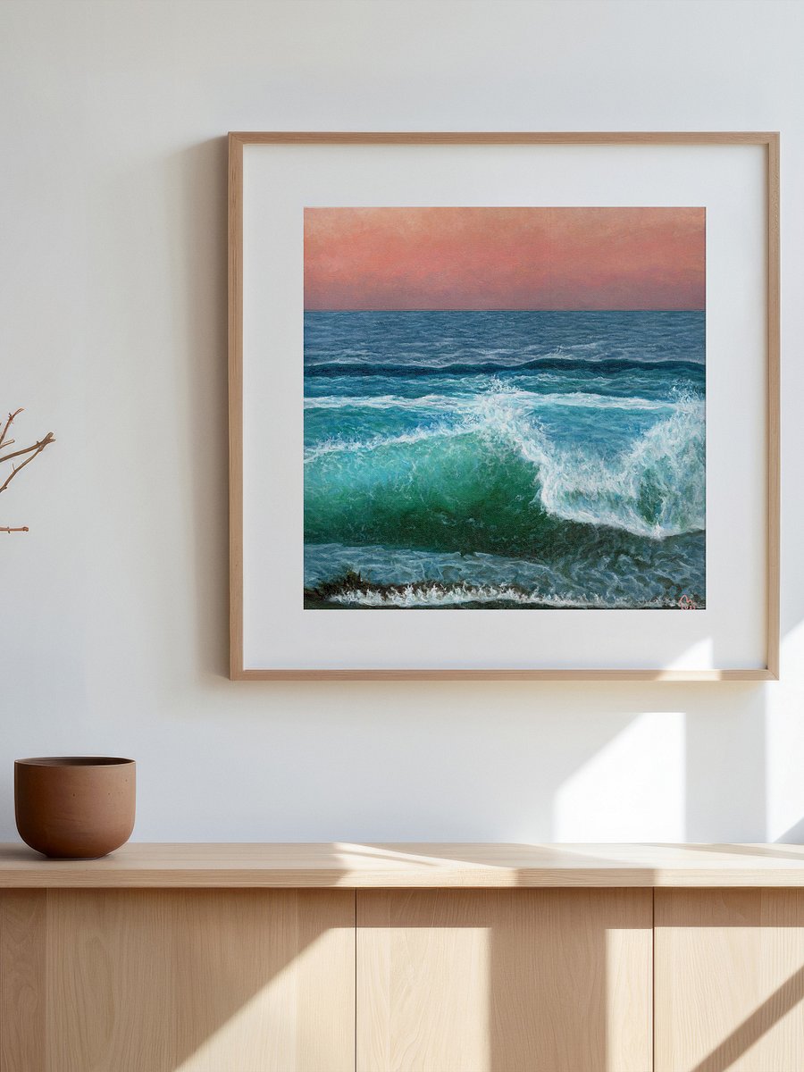 Crashing Waves, Coral Sunset Art Print product image (5)