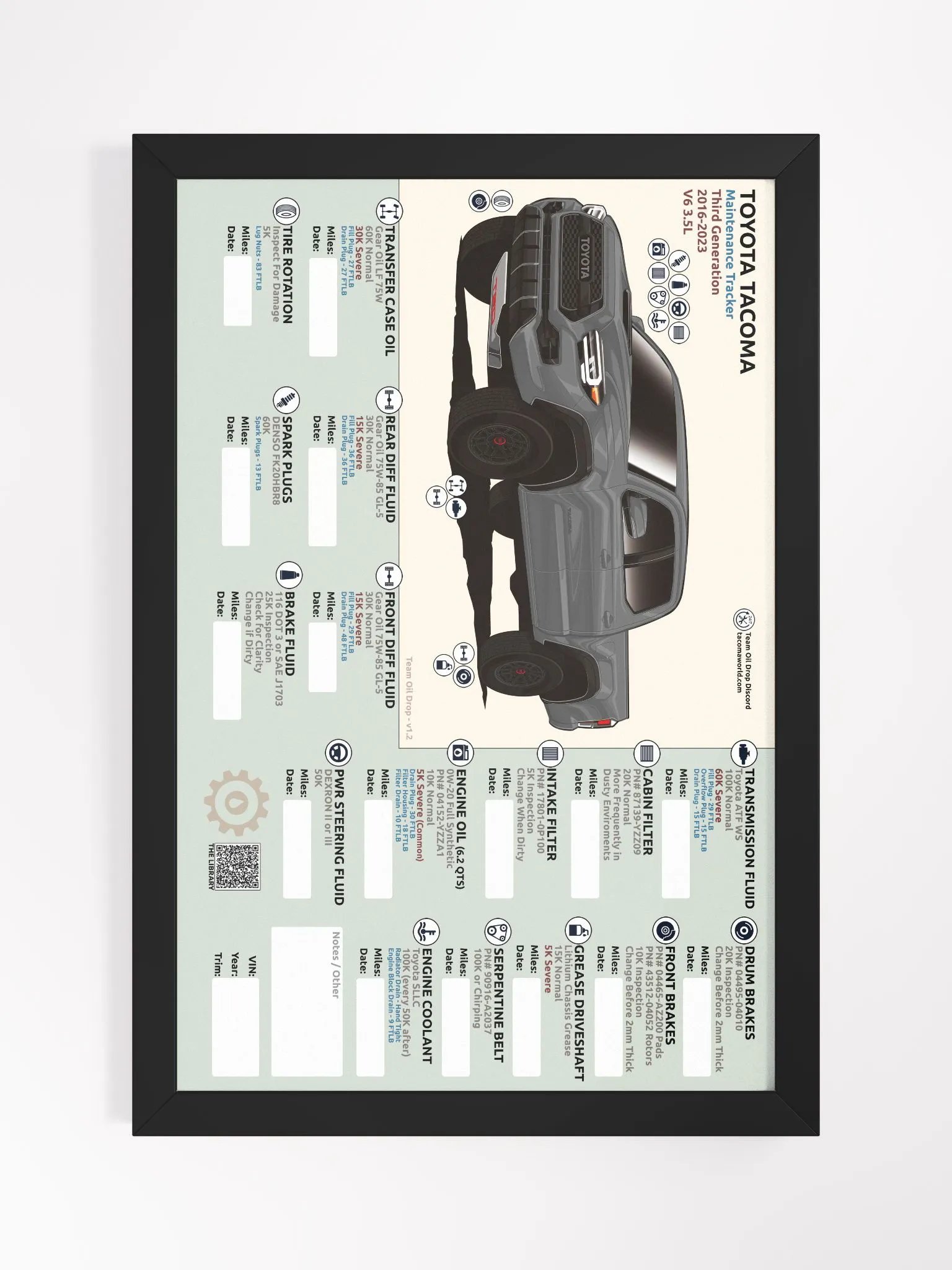 3RD GEN MAINTENANCE TRACKER V1.2 - Gray (FRAMED) product image (2)