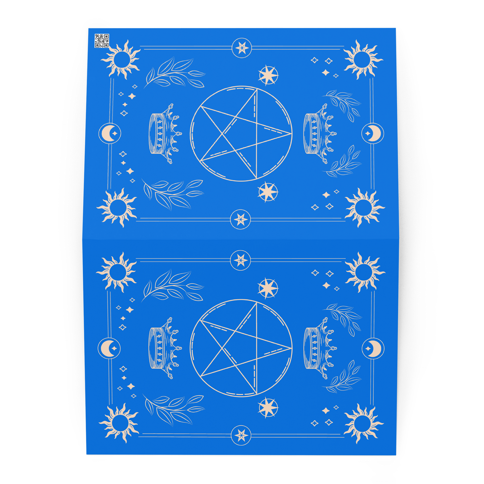 Crown and Pentagram Blue Tarot Card 5.83×8.27 Greeting Card product image (2)