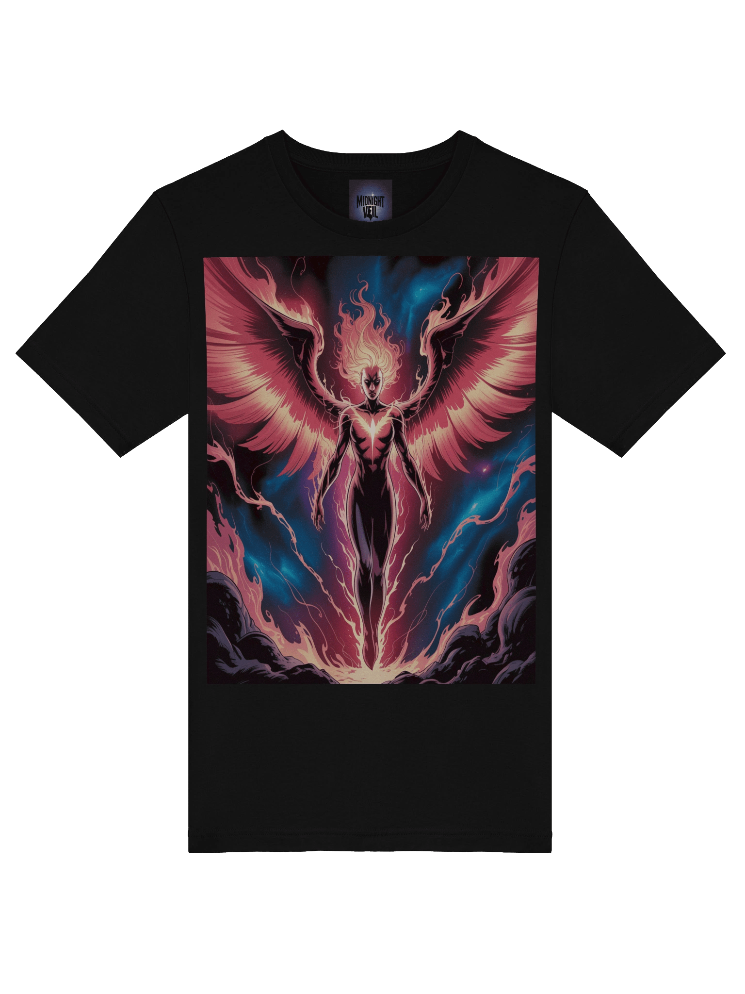 Dark Phoenix Flame Ascent Supersoft T-Shirt – Cosmic Inferno Veil product image (7)