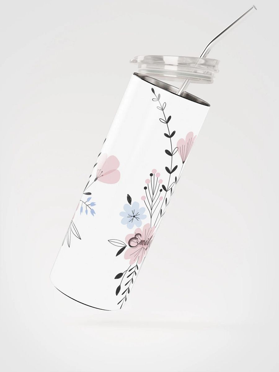 20oz Floral Stainless-Steel vacuum insulated Tumbler with reusable Straw, leak proof lid, Floral Tumbler, mug, portable Bottled Water Bottle. product image (2)