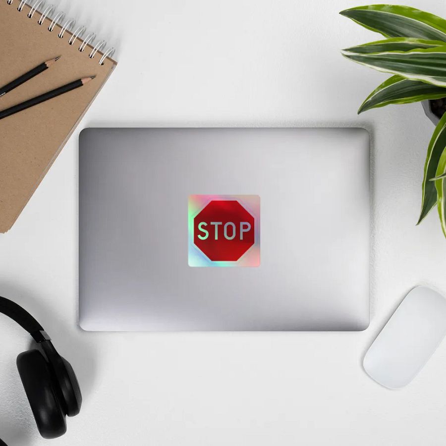 "STOP" Holographic Stop Sign Sticker product image (9)