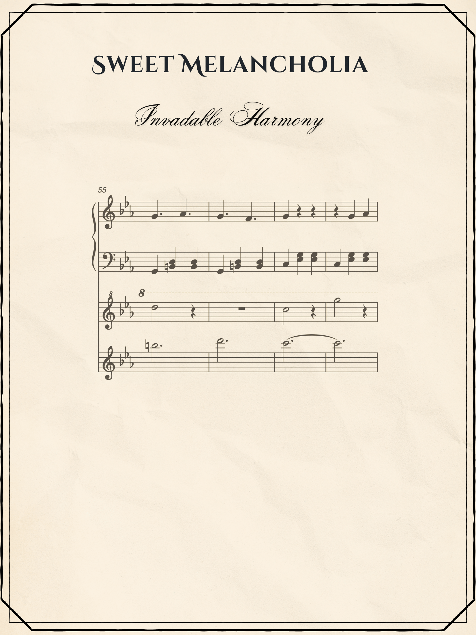 Sweet Melancholia - Sheet Music | Invadable Harmony product image (1)