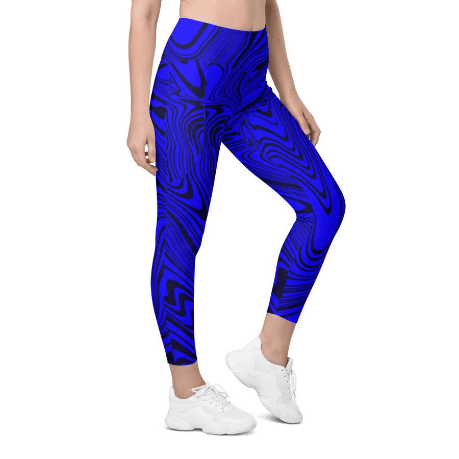 Leggings with Pockets - Abstract Blue Swirls product image (4)