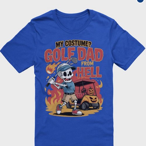 Fiery Golf Dad Skeleton T-Shirt