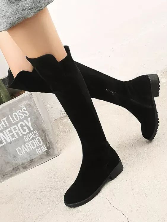 Women's Over The Knee Boots Bock Low Heels Side Zipper Ladies Faux Suede Shoes product image (6)