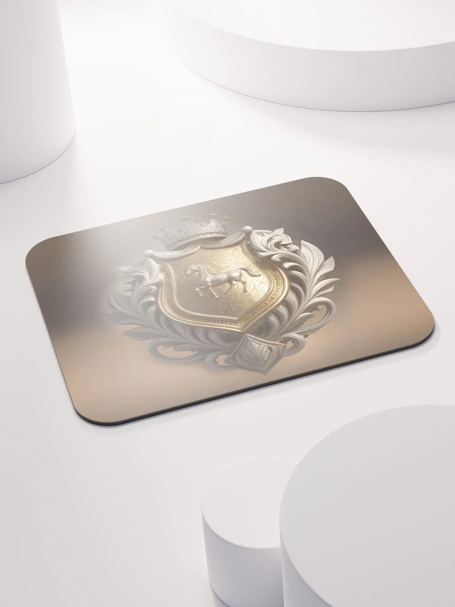 White & Gold Horse Classic Mouse Pad product image (4)