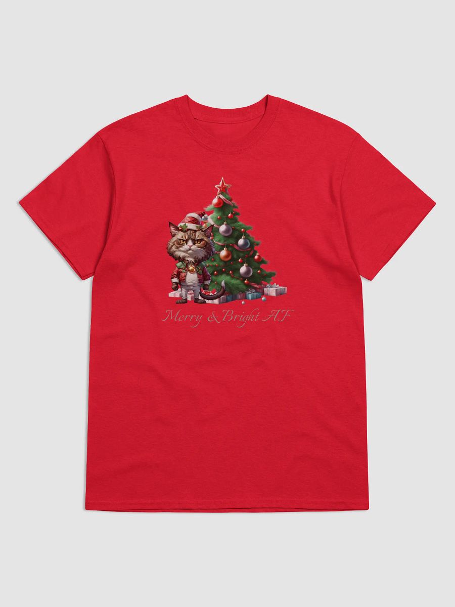 Merry & Bright AF Christmas Tee - Perfect Sarcastic Gift for Moody Cat Lovers! product image (1)