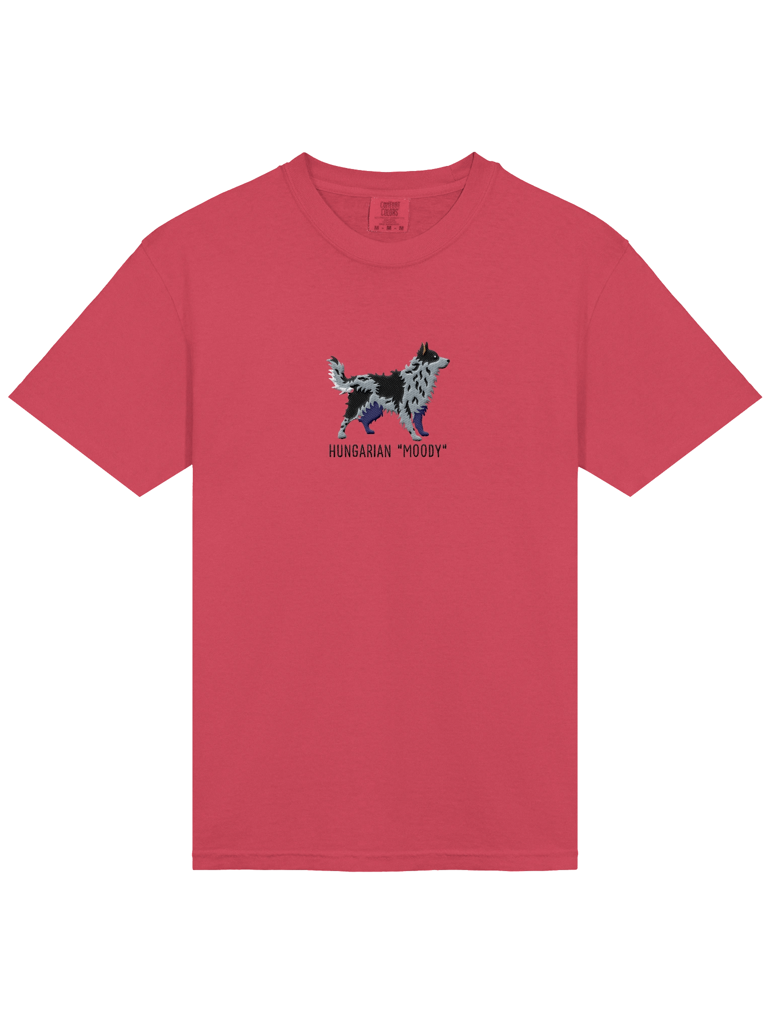 Hungarian Moody T-Shirt(Embroidered) of a Hungarian Mudi(Blue Merle) product image (15)