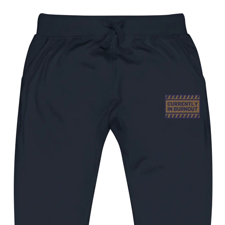 CURRENTLY IN BURNOUT (belle design) embroidered fleece joggers product image (1)