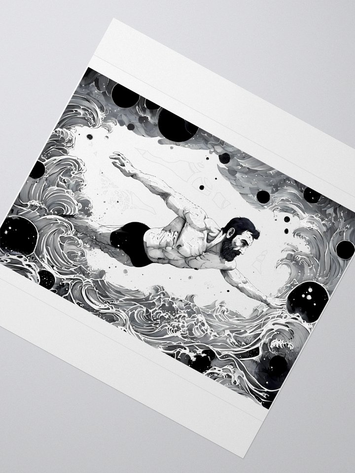 Monochrome Maritime Adventure: Black & White Waves Sticker product image (4)