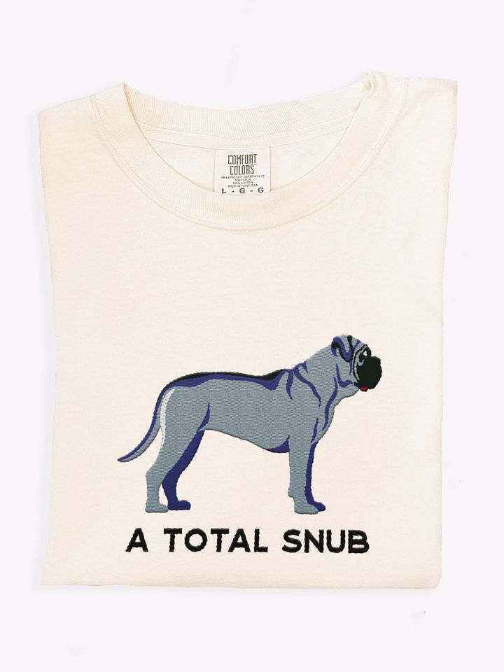 A Total Snub T-Shirt(Embroidered) of an English Mastiff(Blue) product image (1)
