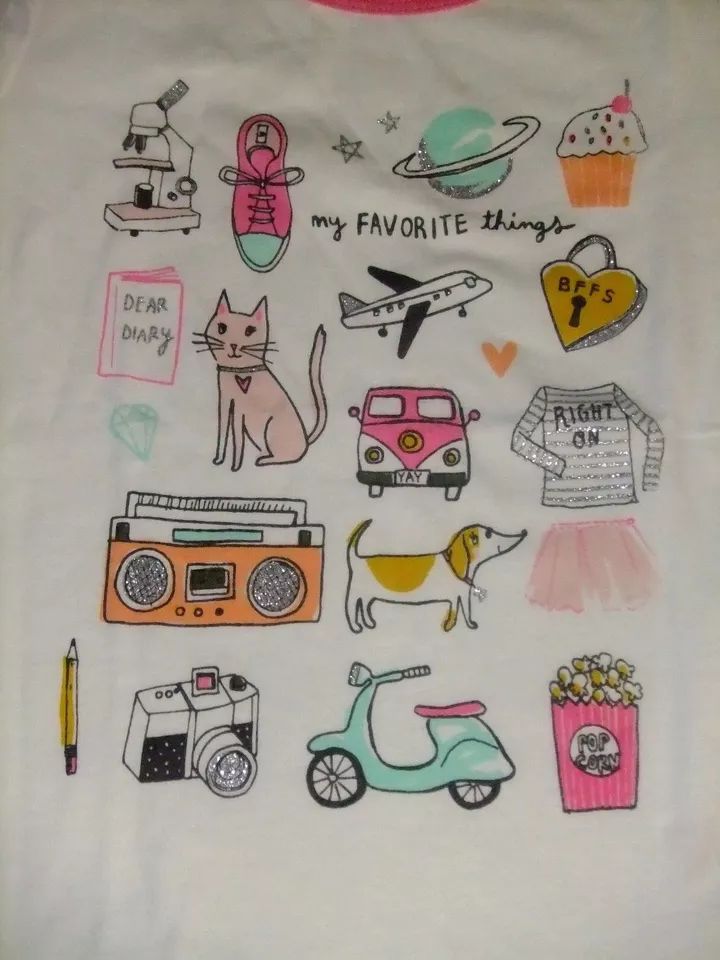 CARTER'S Girl's Size 4 MY FAVORITE THINGS SHIRT NWT SUPER CUTE Cat Dog Bike product image (2)