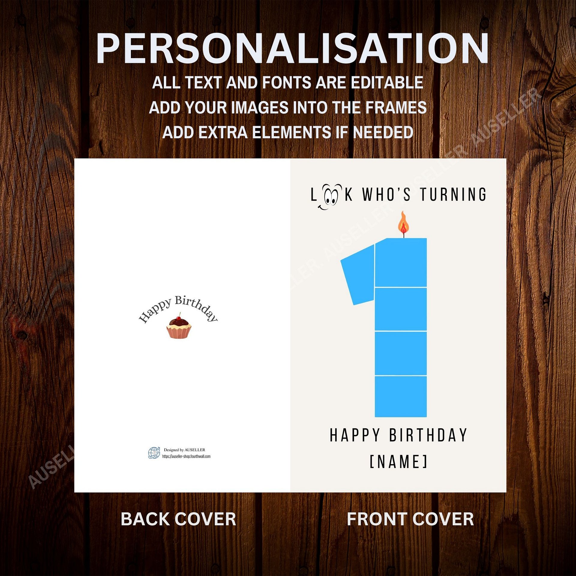 1st Birthday Number Photo Card Canva Template product image (5)