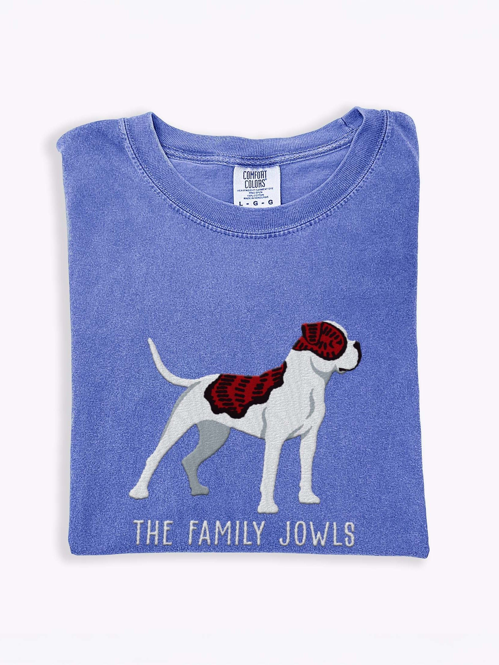 The Family Jowls T-Shirt(Embroidered) of an American Bulldog(Brindle & White) product image (1)