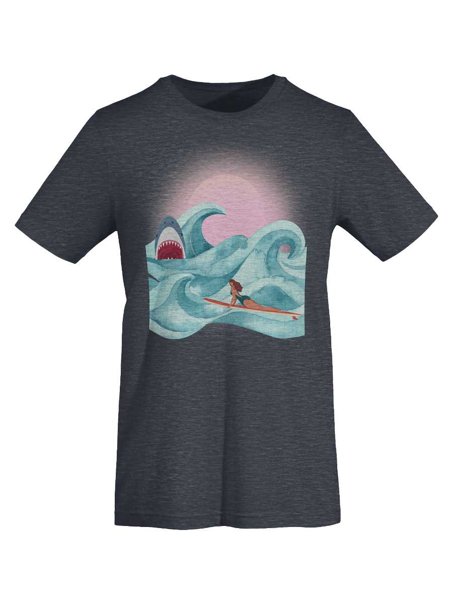 Retro Surfer & Shark Tee | Vintage Wave Rider with Bite product image (77)