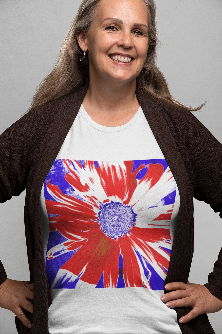 Navy, Red and White Daisy on Navy Abstract Background Women's T Shirt product image (7)
