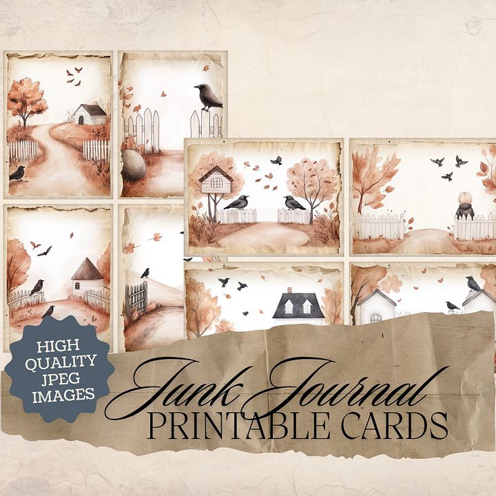 Autumn Crows - Printable Journal Cards V4 product image (1)
