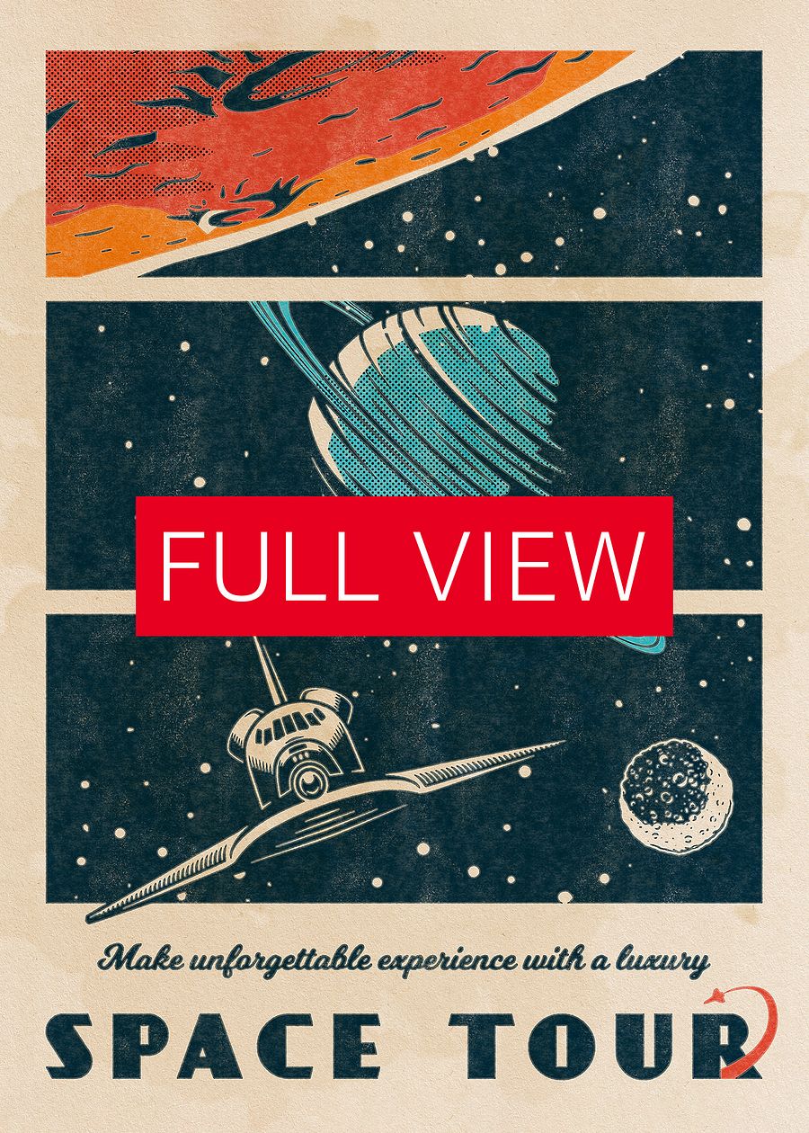 Space Tour — Vintage space poster, retro space art, propaganda poster, retrofuturism art, retro sci-fi print product image (3)