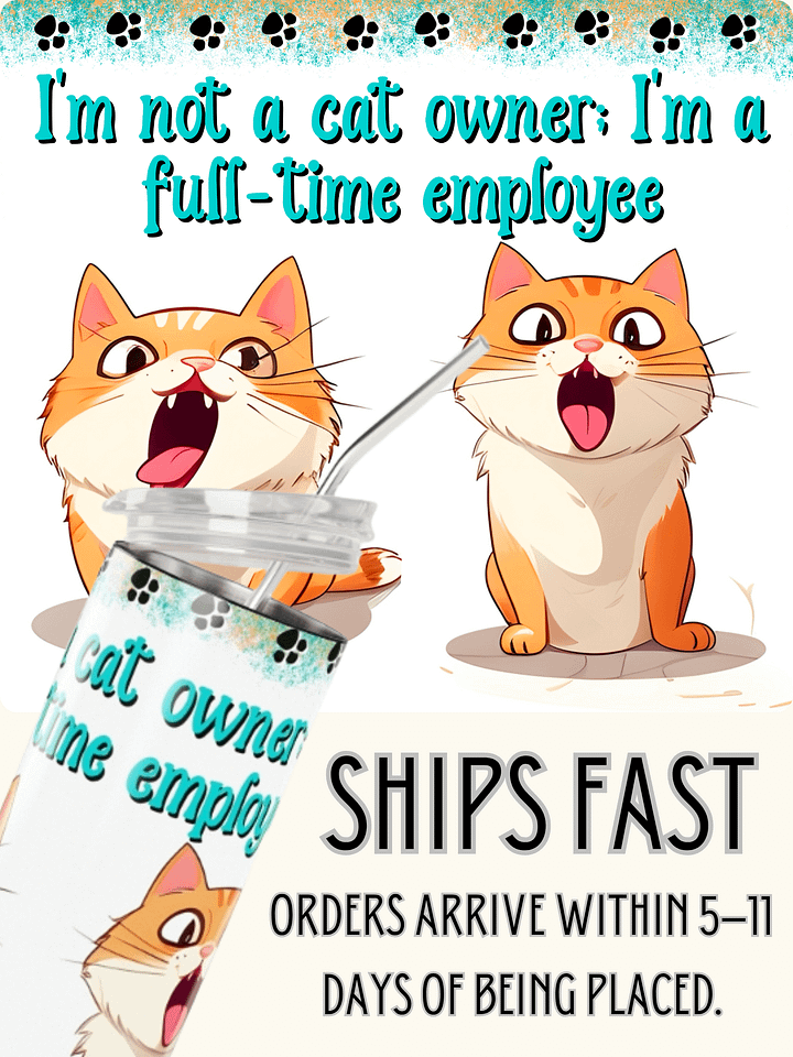 Meowtiful Full Time Employee Stainless Steel Tumbler product image (1)