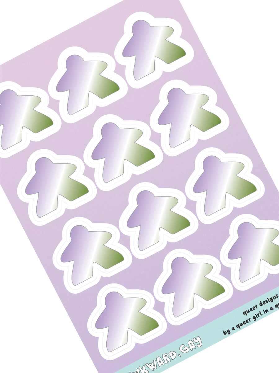 Genderqueer Pride Gradient Meeple Sticker Sheet product image (1)