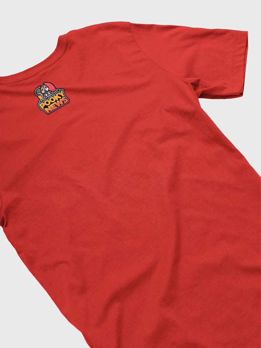 Super Soft and Flattering Tee: Pooky News at desk, red hombre product image (4)