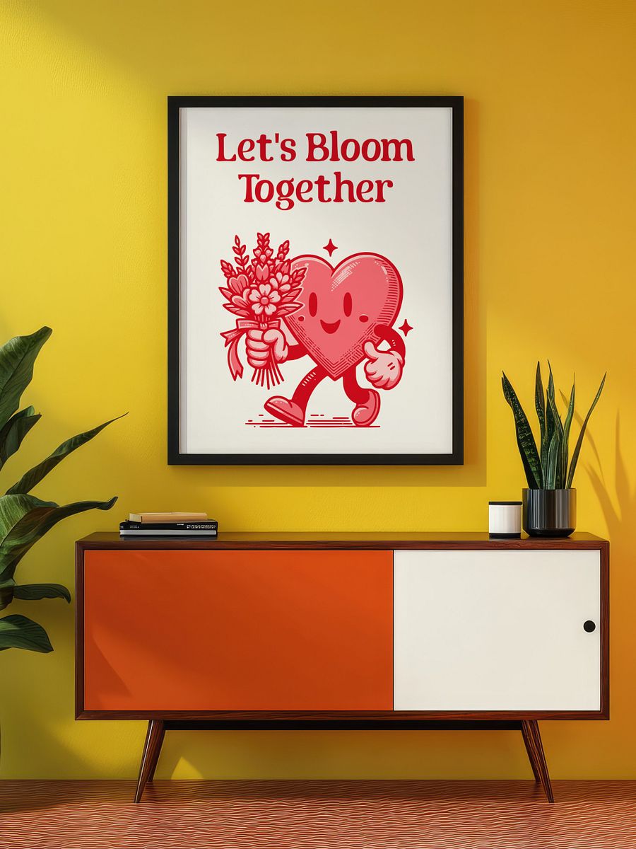 Let's Bloom Together Heart Mascot Retro Art Print product image (9)