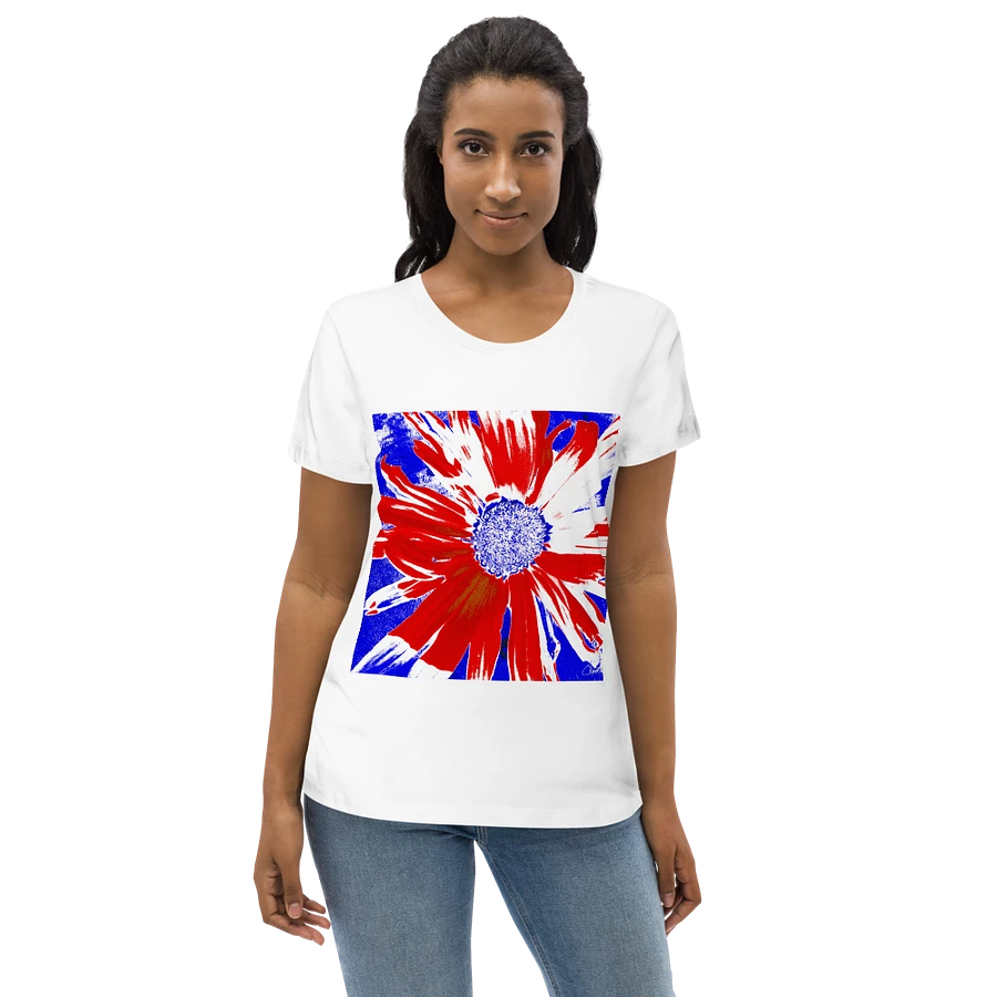 Navy, Red and White Daisy on Navy Abstract Background Women's T Shirt product image (16)
